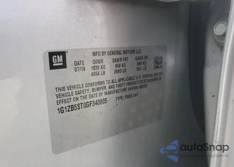 2016 Chevrolet Malibu Ls from USA, damaged, VIN 1G1ZB5ST0GF340805